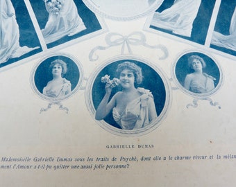 Vintage Antique 1900 French risque adorable women Cocotte /recto/verso photography /Belle epoque magazine page