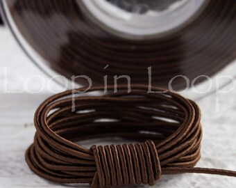 Dark Brown SILK cord, Wrapped Silk Satin Cord rope 1.5 mm thick organic natural hand spun silk, polyester core, for Jewelry (3 feet)