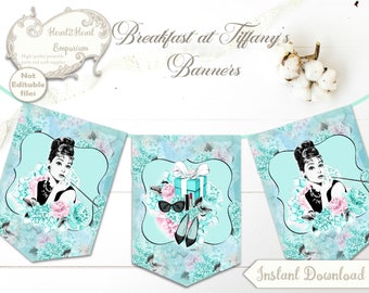 Audrey Hepburn Banner, Breakfast at Tiffany's Bunting, Breakfast at Tiffany's Bridal Shower, Shower Decorations