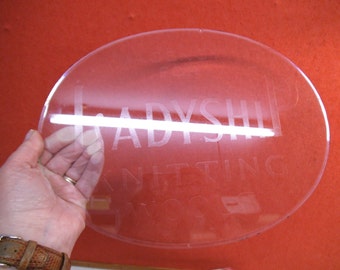 Vintage Ladyship Wools Advertiseing Plaque - Etched Glass With Bevelled Edge