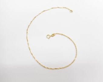 Ankle Bracelet, Gold Anklet, Gold Ankle Bracelet, Vintage Anklet, 10K Yellow Gold Fancy Twisted Thin Chain Ankle Bracelet Anklet 9" #4241