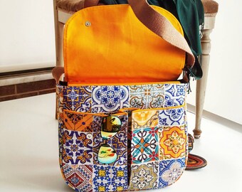 Tiles Messenger Bag , Cross Body Bag , Large Messenger