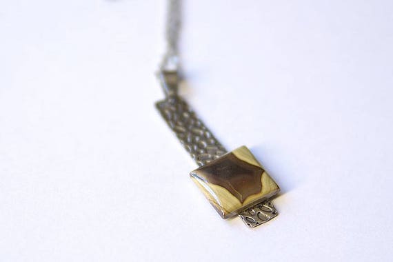 Natural Galena Jewelry, Gemstone Necklace, Pendant Cabochon, Galena Gift for Her, birthstone