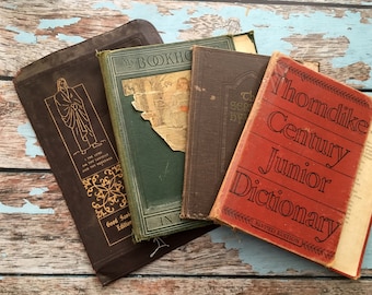 4 Old Book Covers. Antique Book Boards. Smash Book, Crafts, Notebook Making, Upcycle, Scrapbook, Journal Covers. Book Making Supply, Display