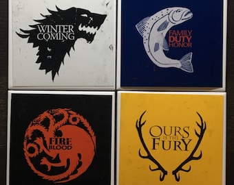 Game of Thrones Inspired Drink Coasters | Set of 4 | Price Per Set | Choose Your 4 | Mix and Match | Coaster Set