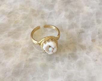 Human Tooth Opal Ring