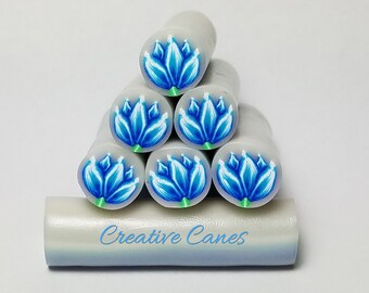 Blue Tulip, Raw Unbaked Polymer Clay Cane, Unbaked Polymer Clay Cane, Raw Clay Cane, Polymer Clay Cane, Flower Canes, Craft Supply
