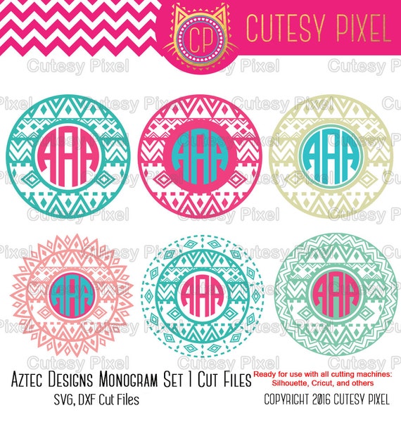Download Aztec Circle Monogram Frames Svg cutting file aztec Designs
