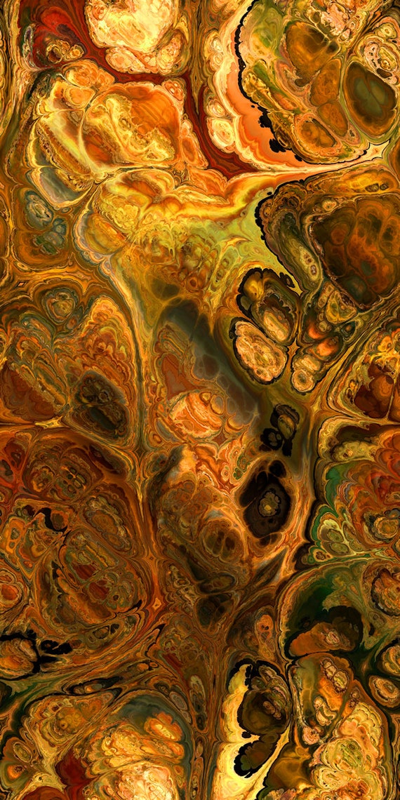 Artisan Created Satin Fabric By The Yard Fiber Art Marble Fabric Vibrant Fall UNIQUE