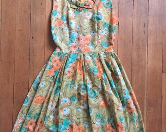 vintage early 1960s floral dress // 60s day dress