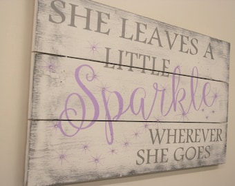 She Leaves A Little Sparkle Girls Nursery Decor Girls Nursery Wall Art Shabby Chic Nursery Decor Lavender Nursery Decor Above Crib Decor
