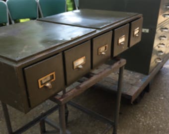 Industrial Metal Cabinet, green, Craft Storage, Storage drawers,5 drawers, Army Green, Card Catalogue