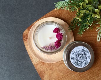 Botanical Candle, Handpoured Soy Candles, Dried Flower Aromatherapy Candles in Glass Jar, Candle Favors in Gift Box