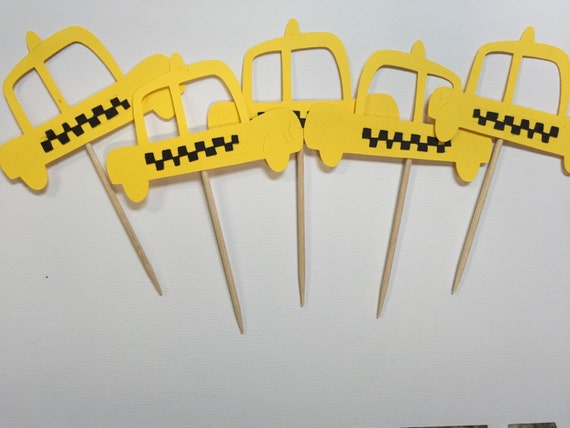 10 Yellow Taxi Cab Cupcake Toppers Sex In The City Party New 9500