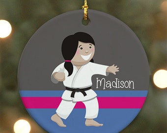 Personalized Karate Girl Ornament (Female version) - Personalized with Name