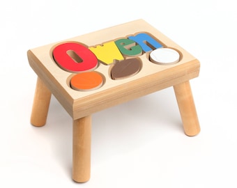 Sport Themed Name Puzzle Stool, Custom Name Puzzle Stool, Baby Gift, Nursery, Wooden Name Puzzle Stool, Baby Gift, Wooden Name Puzzle