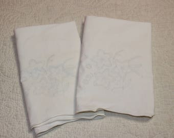 Vintage GC Murphy Floral Tubing Pillowcases-Set-Estate-Need embroidered