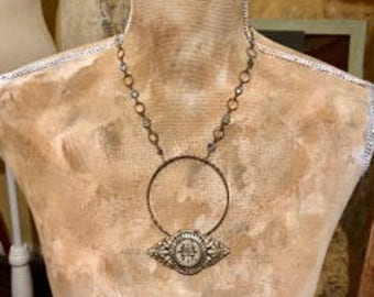 Vintage Re~Purposed Assemblage Statement Necklace