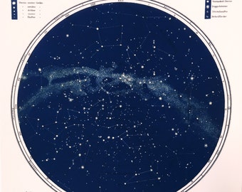 Vintage Star Map - Astronomy Poster - Astrology Poster - Northern Hemisphere Fine Art Print - Milky Way Print - Museum Quality