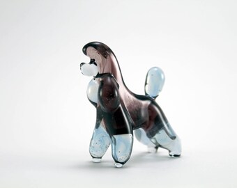 Color Glass Poodle Figurine.Dog Figurine Glass.Figure miniature.glass lampwork.glass dog sculpture.dog figurine.(e11)