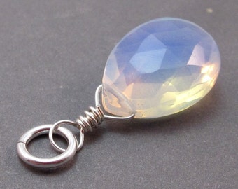 Opalite Pendant, Opalite Charm, Sterling Silver Wire Wrapped, Necklace Pendant with Jump Ring Stones 2