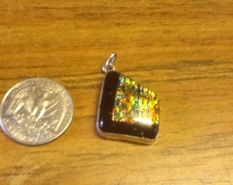 Dichroic glass and sterling silver pendant