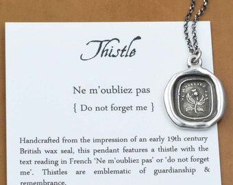 Thistle necklace - Do Not Forget Me - Scottish Thistle Jewelry Dinna Forget - 300