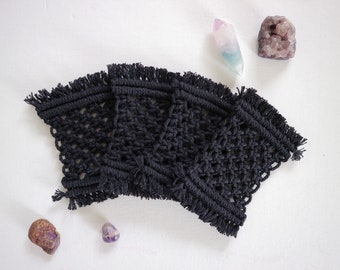 Macrame Coasters | Black | Set of 4