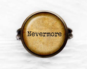 Edgar Allan Poe Nevermore Adjustable Ring