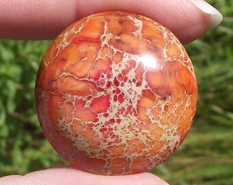 1 SINGLE CABOCHON JASPER ORANGE 30 X 8 MM.