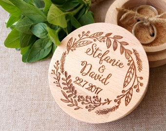 Personalized ring box, wooden ring box, wedding ring box, ring bearer box, wedding rings holder, rustic ring box, custom engraved ring box