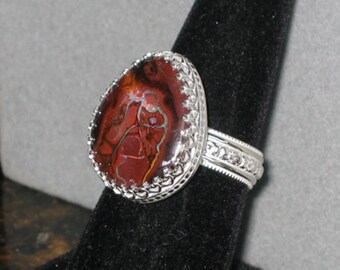 Koroit Boulder Opal Sterling Silver Ring, Size 8