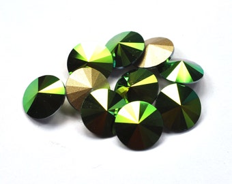 Swarovski 12mm 1122 Scarabaeus Green Rivoli Round Crystal 1 Piece
