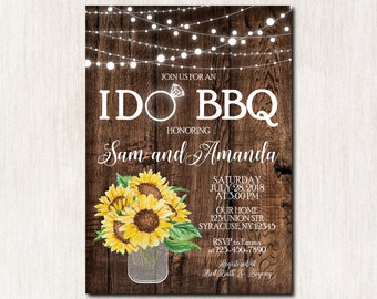 Sunflowers I Do BBQ Invitation, I Do bbq Wedding Shower, I Do bbq Couples Shower Invitation, Bridal Shower, Engagement Invitation - 1822
