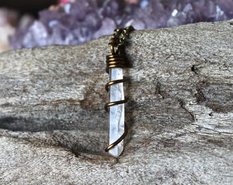 Crystal Quartz Necklace - Clear Quartz Jewelry - Boho Jewelry - Natural Crystal Necklace - Rough Stone Necklace - Bohemian Jewelry