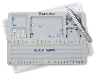 Mini Bead Board with Cover 3 Straight Channels, Traveling Bead Tray, BeadSmith Brand Beading Tools & Supplies
