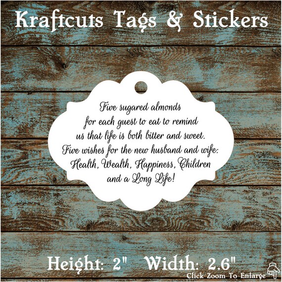 Favor Tags, Jordan Almond Favor Tags, Sugared Almond Favor Tags, Italian Wedding Favor Tags #687 - Qty: 30 Tags