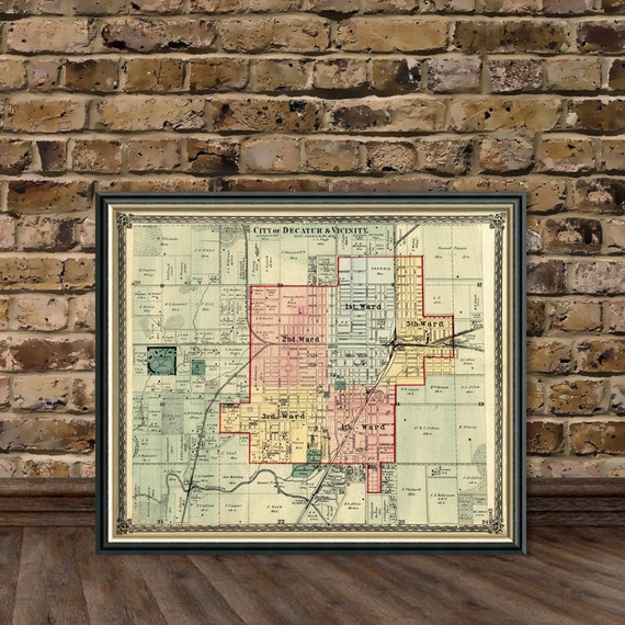 Decatur map Map of Decatur and vicinity Archival print