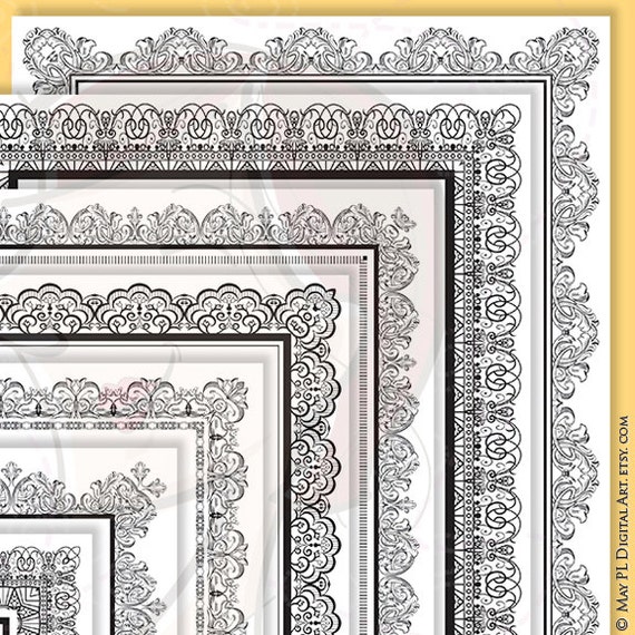 Download 8x11 Certificate Border Frames VECTOR Clip Art Vintage