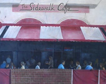 Sidewalk Cafe - Original Oil Painting