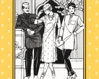Folkwear Jewels of India Kurta Shirt, Kamiz Tunic, Churidar Pants & Gandhi Hat Sewing Pattern # 135 for Men and Women