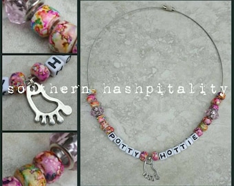 Hash House Harriers Beaded Name Necklace w/ Charms