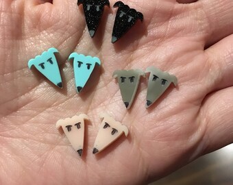 Greyhound whippet laser cut acrylic perspex stud earrings with surgical steel posts