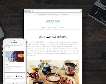 Responsive HTML email, Mailchimp Email Newsletter Template, Send your latest blog posts, Email Newsletter, Instant download