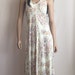 Vintage 70s Boho Halter Dress - 1970's Lace Empire Waist Maxi Dress - Stevie Nicks Lace Dress - Bohemian Sun Dress - 70s Floral Cotton Maxi