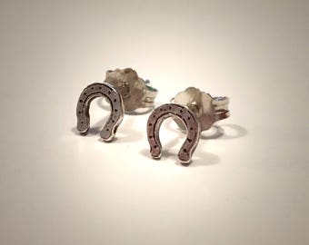 Horseshoes earrings , Studs , Lucky earrings , Silver earrings
