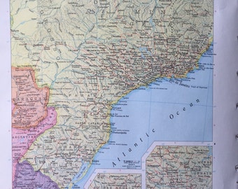 vintage 1967 rand mcnally world atlas map page bolivia paraguay northern argentina on one side and uruguay brazil on the other side