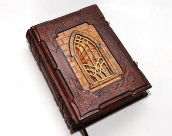 FREE SHIPPING, Leather journal, "A tale from Transylvania", Book of shadows, blank book, Gothic journal, ooak leather journal, necronomicon