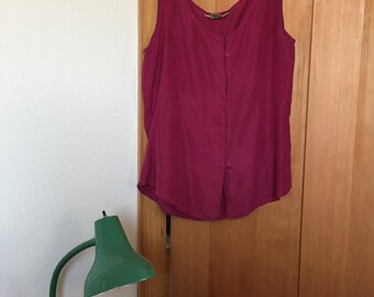 Vintage silk tank in magenta
