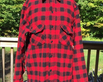 Vintage Woolrich Wool Plaid Shirt - Red and Black Buffalo - Size M